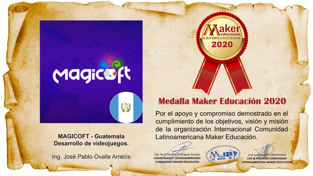 Medalla Maker Educacion 2020 para Magicoft